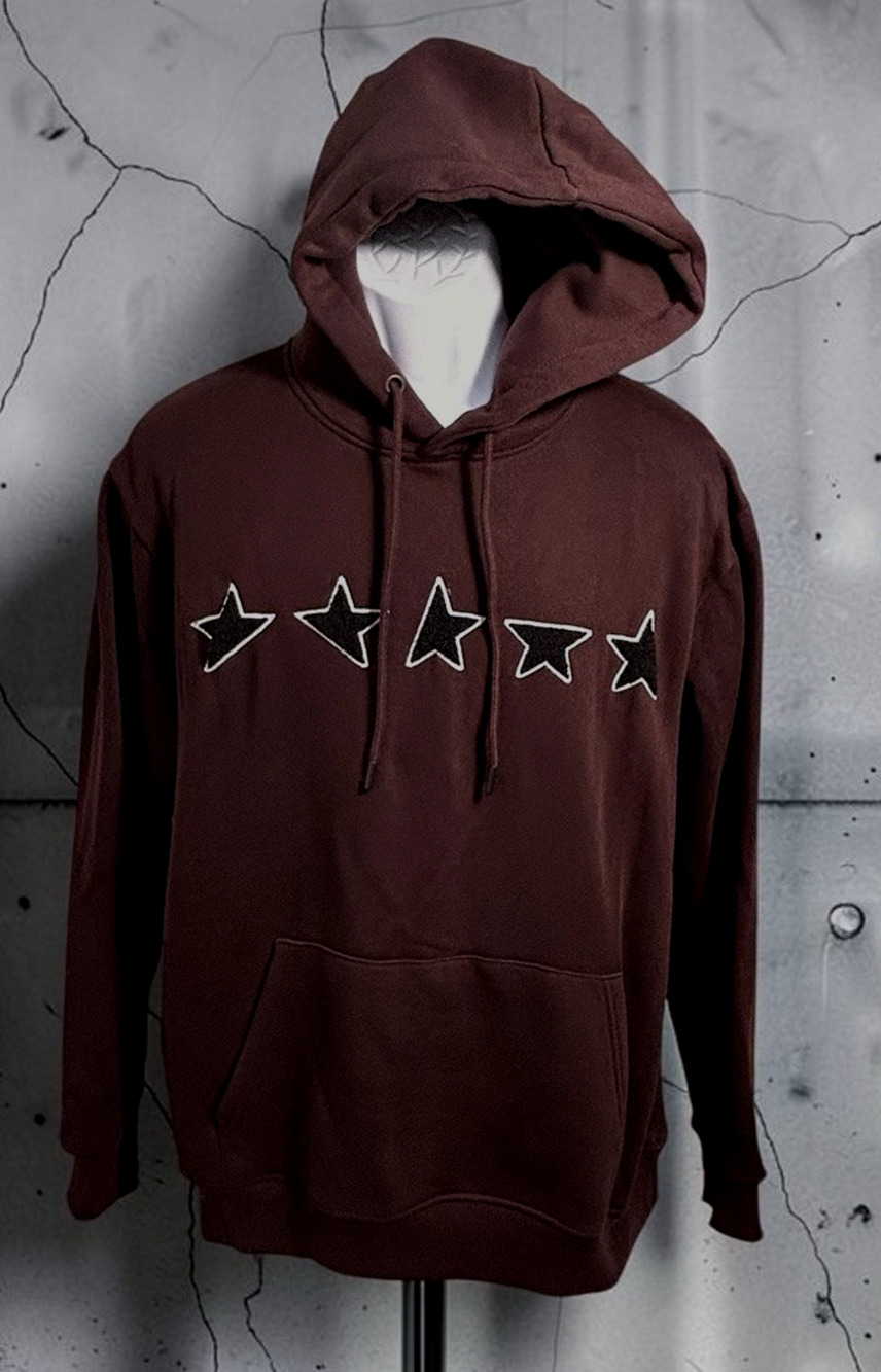 Cuidado Con El Perro Burgundy Pullover Hoodie Men's Sz M Stars Thick Sweatshirt
